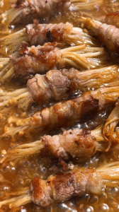 Sticky Enoki Beef Rolls