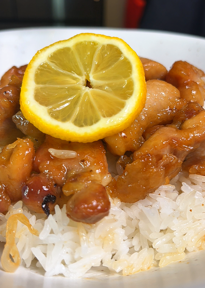 lemon chicken on rice
