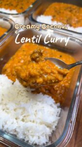 Creamy Coconut Red Lentil Curry (High protein and fiber)